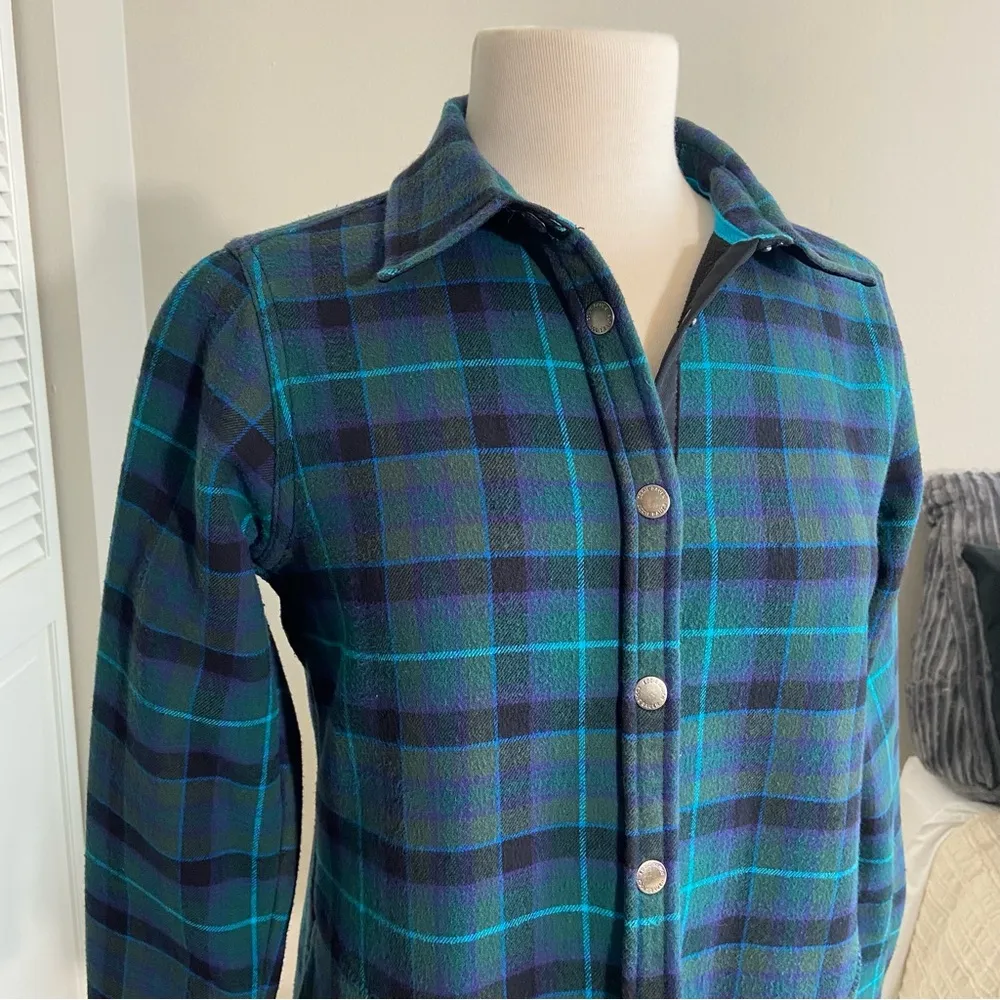 Eddie Bauer Plaid Flannel Fleece Lined Snap Jacket S Small Shacket - Image 2