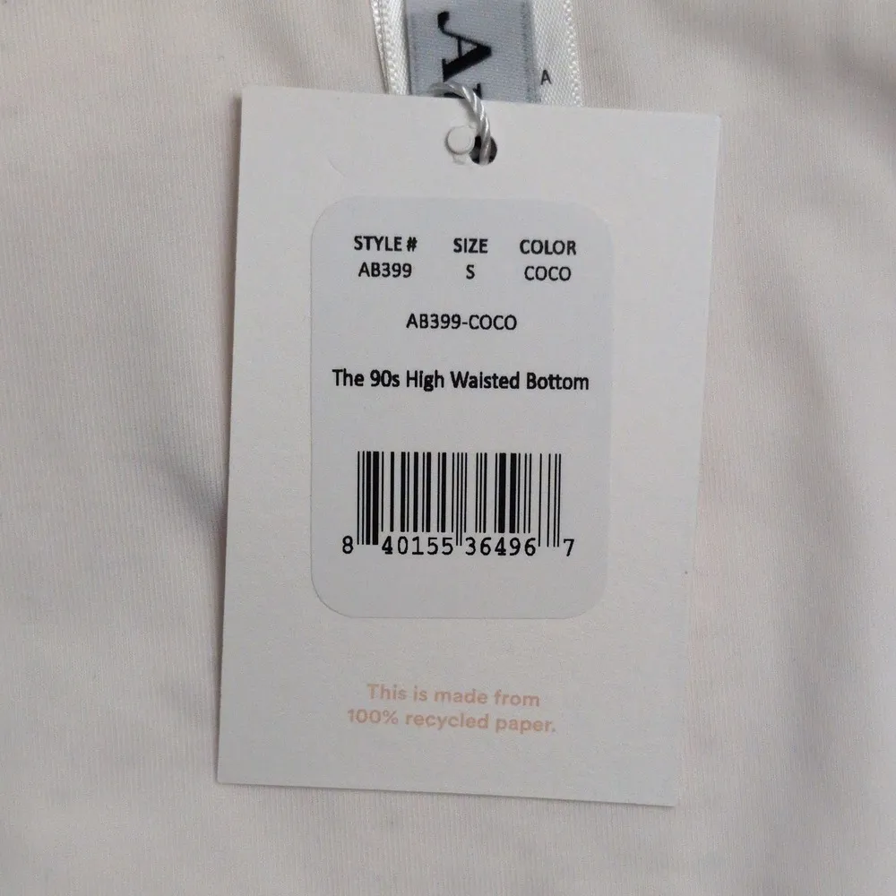 Andie 90s High Waisted Bikini Bottom Coconut (White / Cream) Textured S New - Image 11