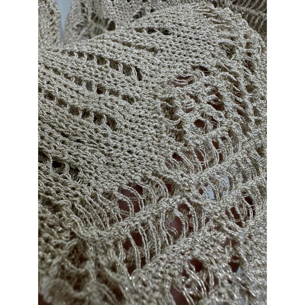 Mango Cotton Blend Open Work-Detail Sweater with Lace Detail Design NWT XS - Image 5