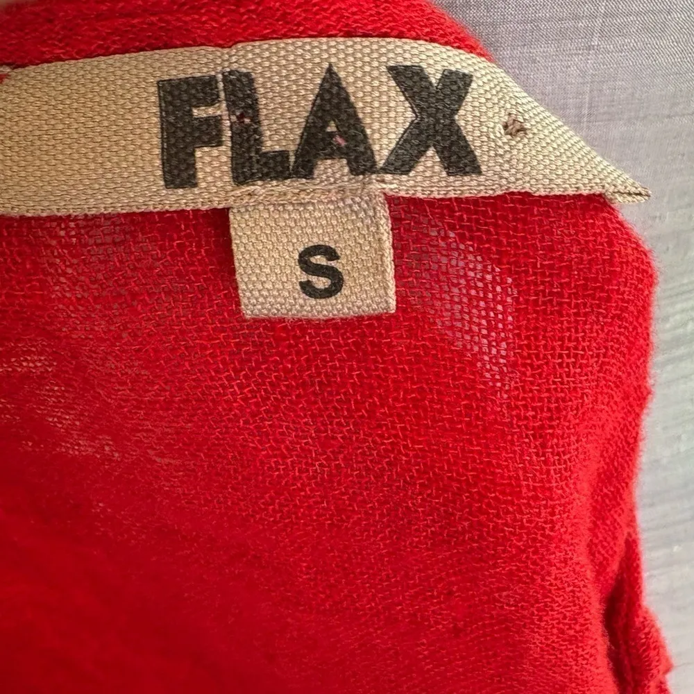 Flax  Lagenlook Red Button Down Blouse Small - Image 4