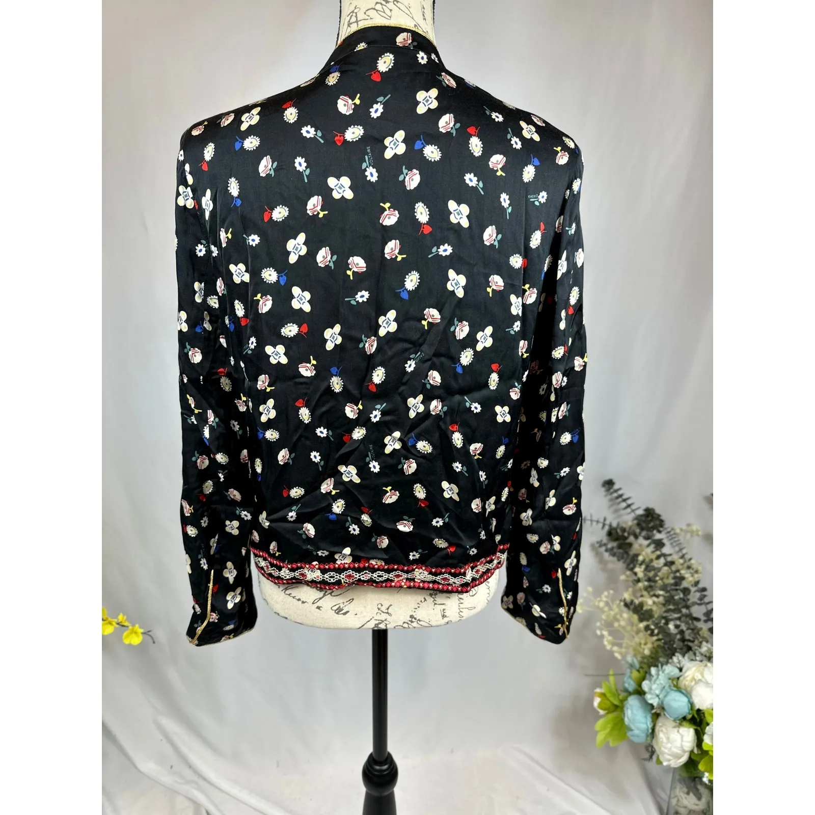 Zadig & Voltaire Vendrix Floral-Print Open-Front Jacket 38 (M) Black Multi - Image 15