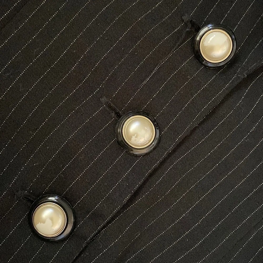 ALL THAT JAZZ pinstripe blazer jacket pearl buttons black with white size 9/10 - Image 8