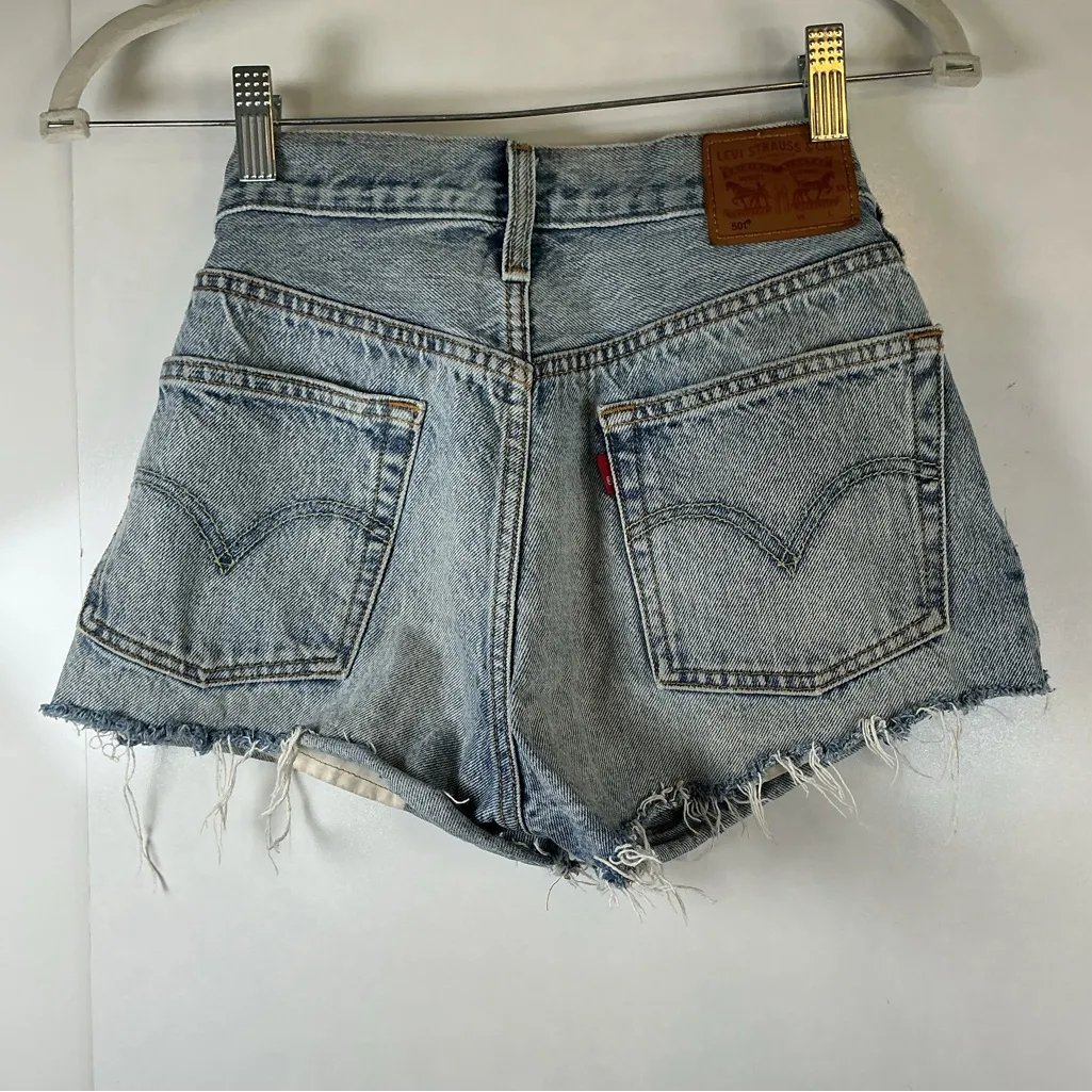 Levi's Sky Blue Frayed Jean Shorts - Image 3