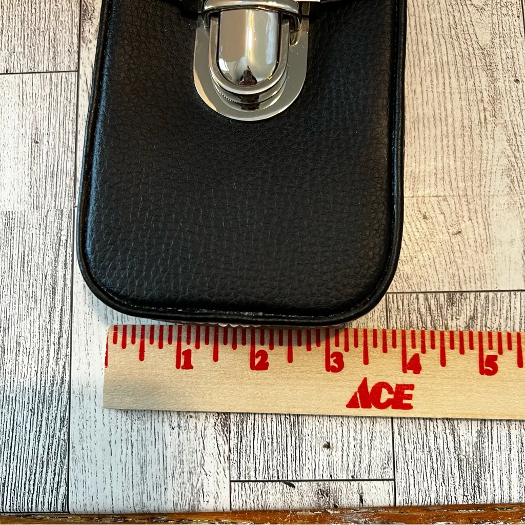 Victoria's Secret Crossbody Phone Holder Black Faux Leather Buckle Y2K - Image 6