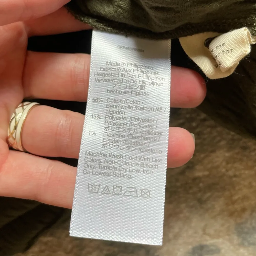 Madewell Army Green Tiered Quilted Knit Short Sleeve T-Shirt Dress Small - Image 7