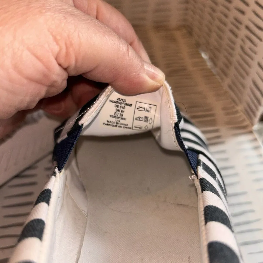 Lands End Navy Blue‎ & White Canvas Casual Slip On Sneaker Flat Shoes Women 8.5 - Image 6