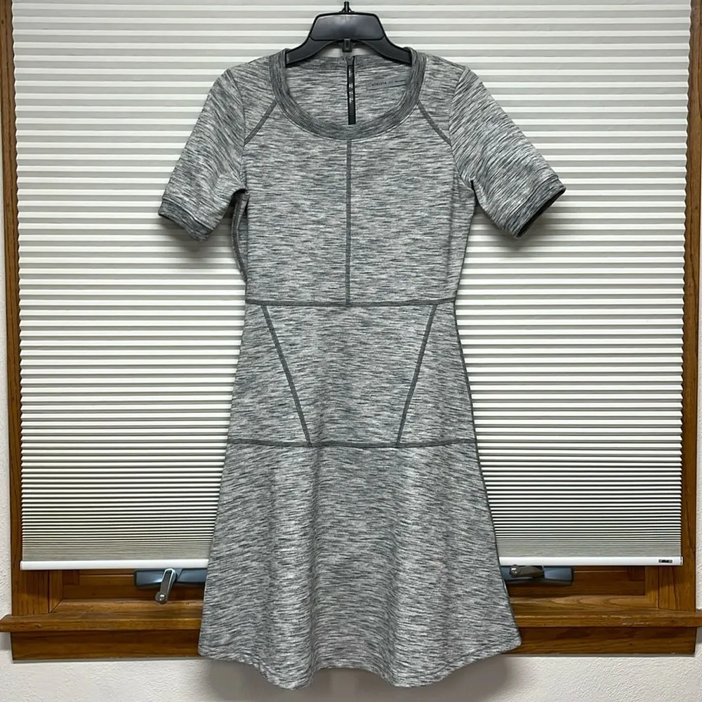 Athleta En Route Space Dye Gray Fit & Flare Casual Dress Size XS tall - Image 3