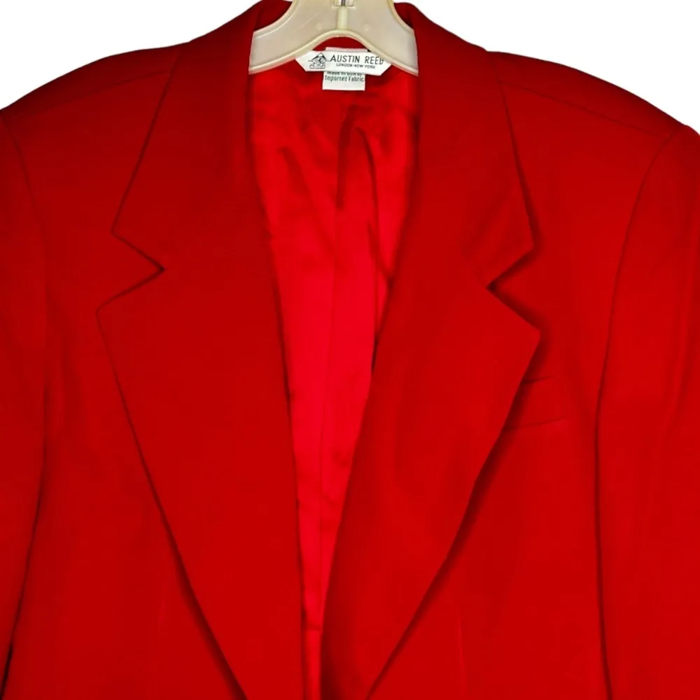 Vintage Austin Reed Wool Red‎ Blazer Red Size 14 - Image 2