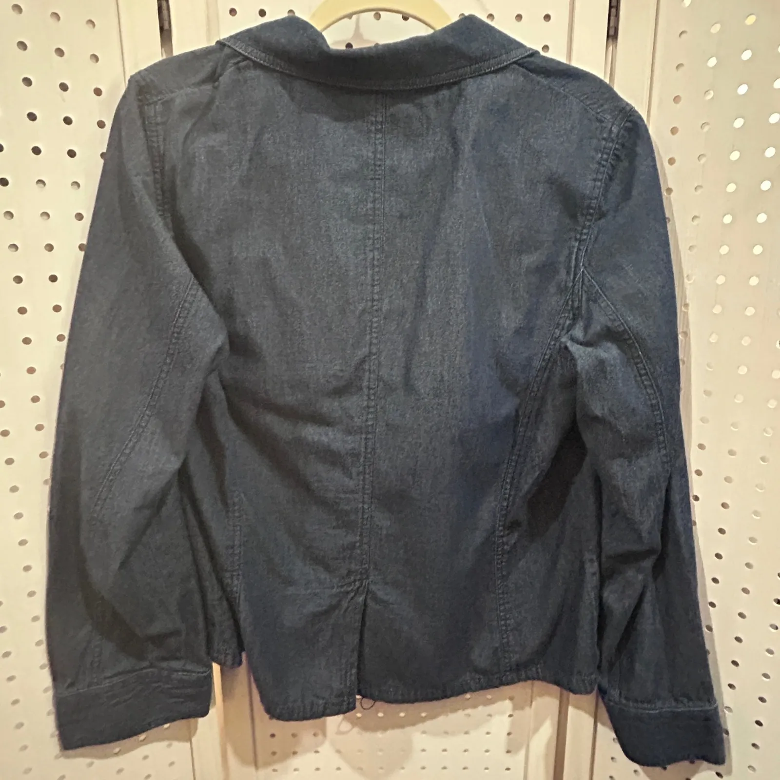 Norton Studio Women's Dark Wash Denim Blazer Jacket Size 10 Classic Button Blue - Image 6