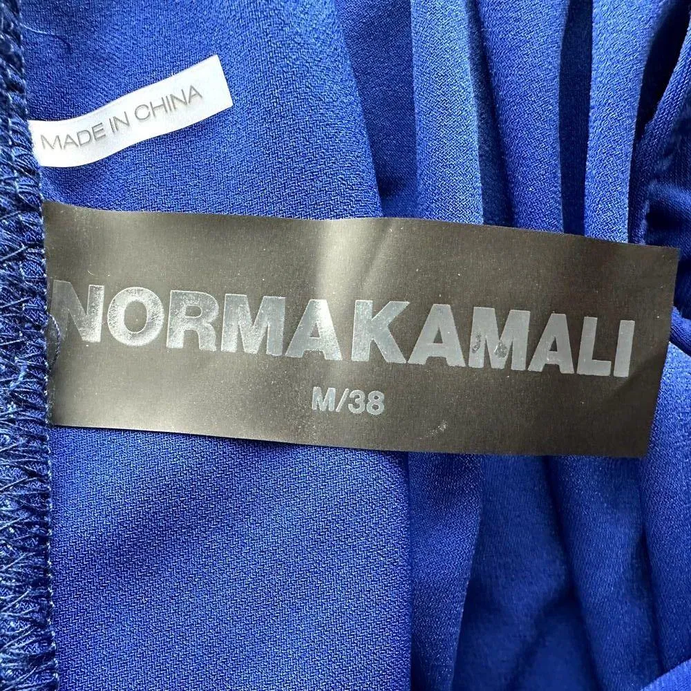 Norma Kamali Diana One Shoulder Maxi Dress Bodycon Drape Stretch Ruched Blue M - Image 3