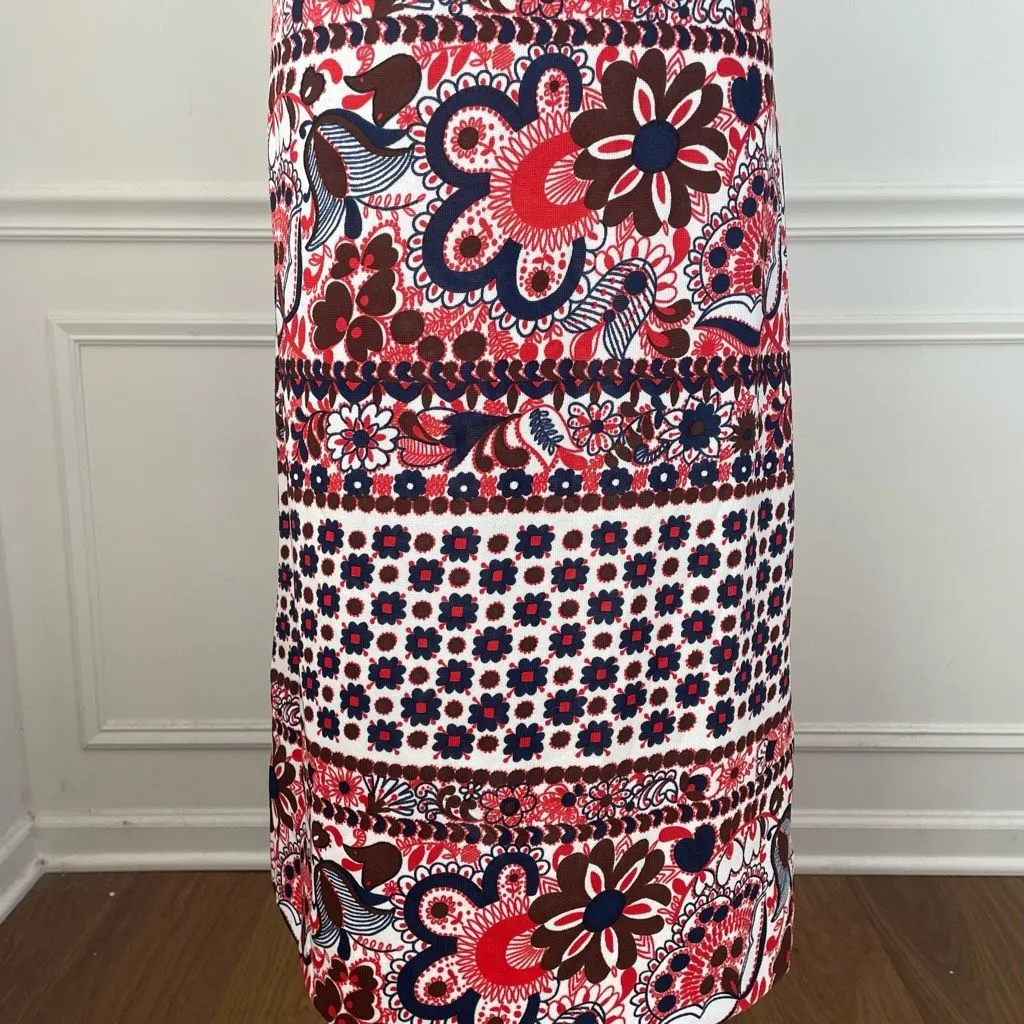 Vintage 70s Goldworm Italy Short Sleeve Mod Boho Print Dress M Brown Size M - Image 5