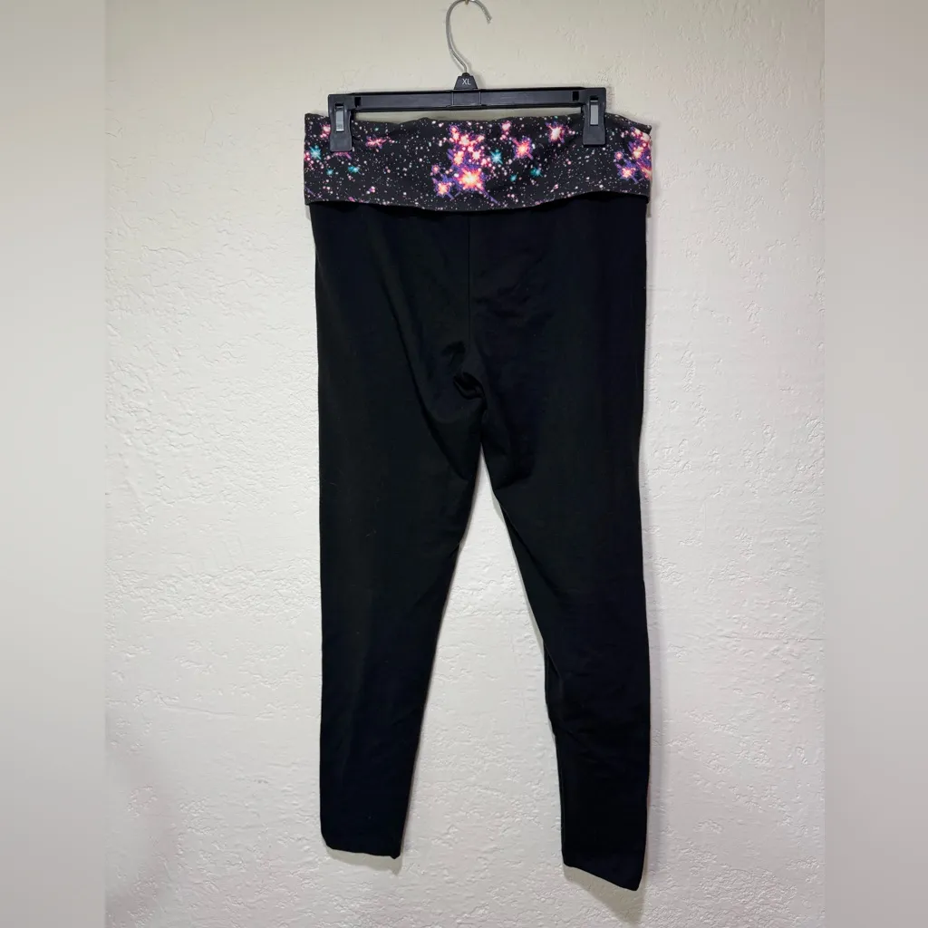 Vintage Y2K Victoria's Secret PINK Foldover Yoga Pants Leggings M Black Cosmic - Image 2