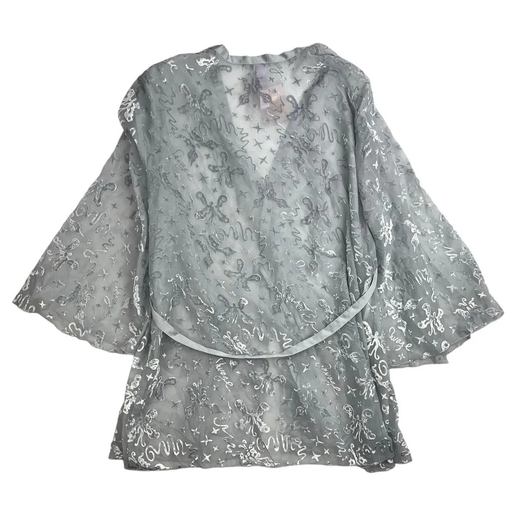 NEW Savage X Fenty Rihanna DEVORÉ Grey Robe Shorts Top Pajamas Sleep Lingerie XL Gray - Image 15