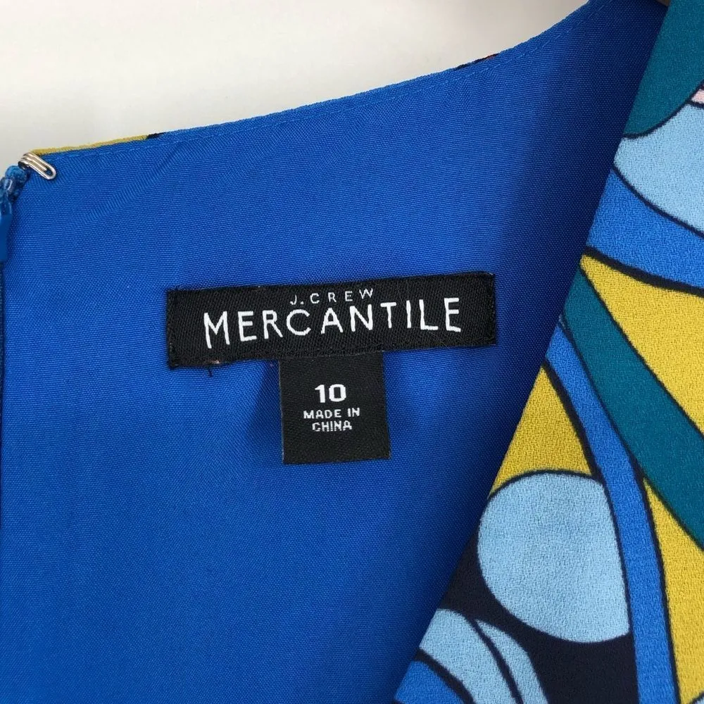 J. Crew Blue Floral Tropical Paradise Floral Short Sleeve Faux Wrap Dress sz 10 - Image 11