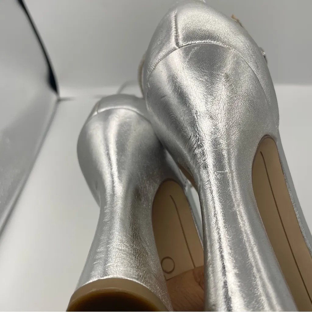 Sarto by Franco Sarto Dolores ankle strap silver leather heeled sandals Size 9M - Image 11