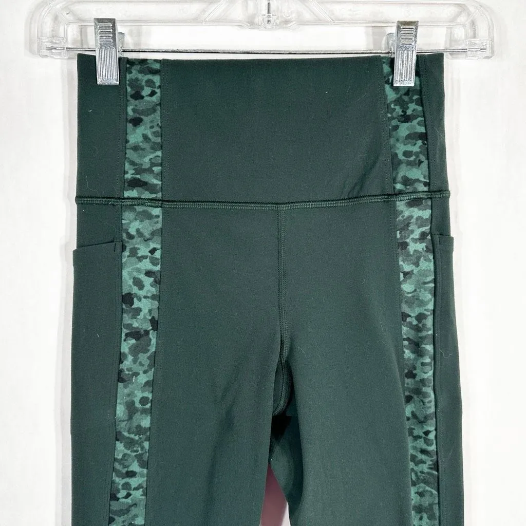 Athleta XS Legging Salutation Stash Pocket II‎ Serene 7/8 Green Camo Striped 238 - Image 3