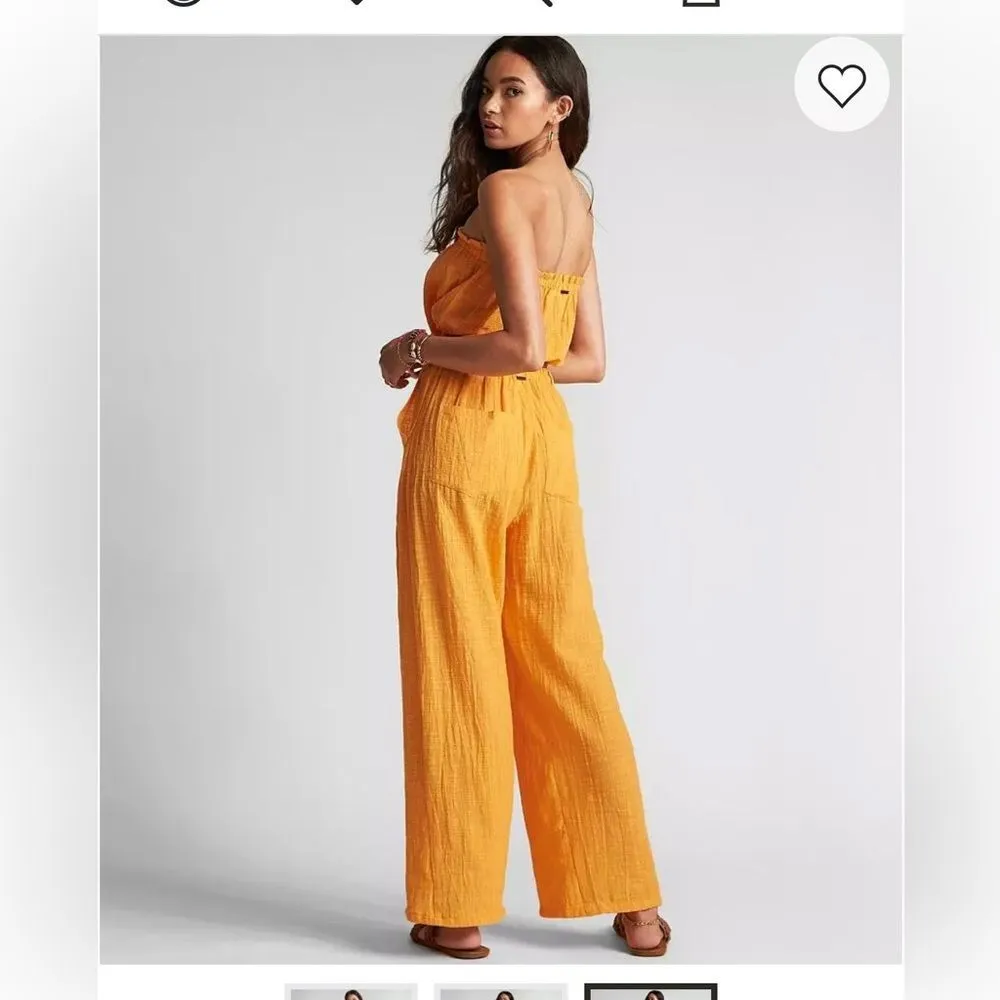 BILLABONG X SINCERELY JULES Bring On Wide Leg Pants & top Cotton Mango Size M - Image 3