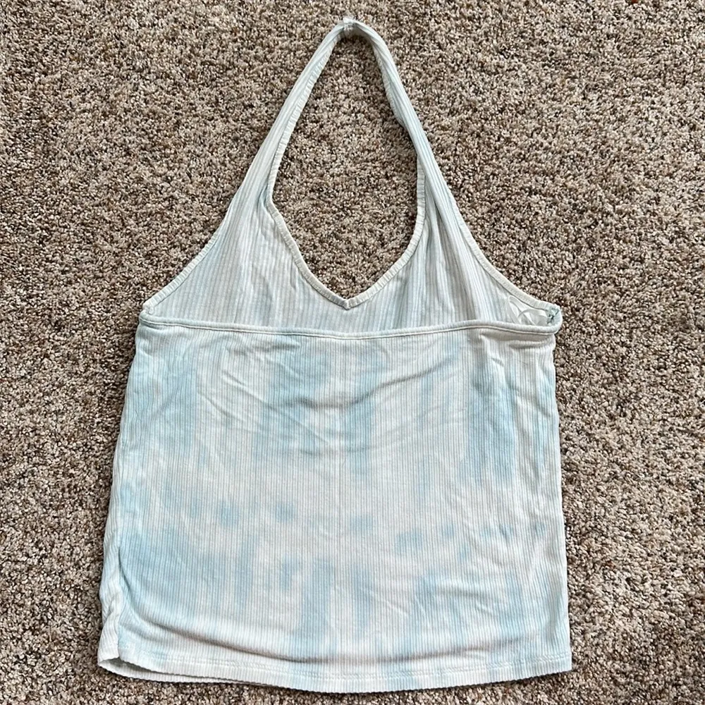 American Eagle Blue and White Tie Dye Halter Top - Image 2