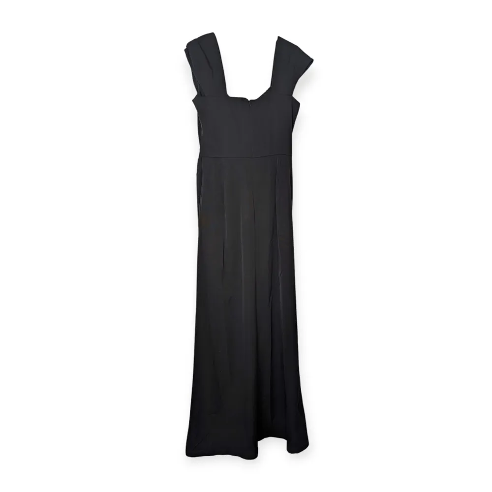 Tadashi Shoji Black Evening Gown Square Neckline Crystal Brooch MOTB MOTG Modest - Image 9