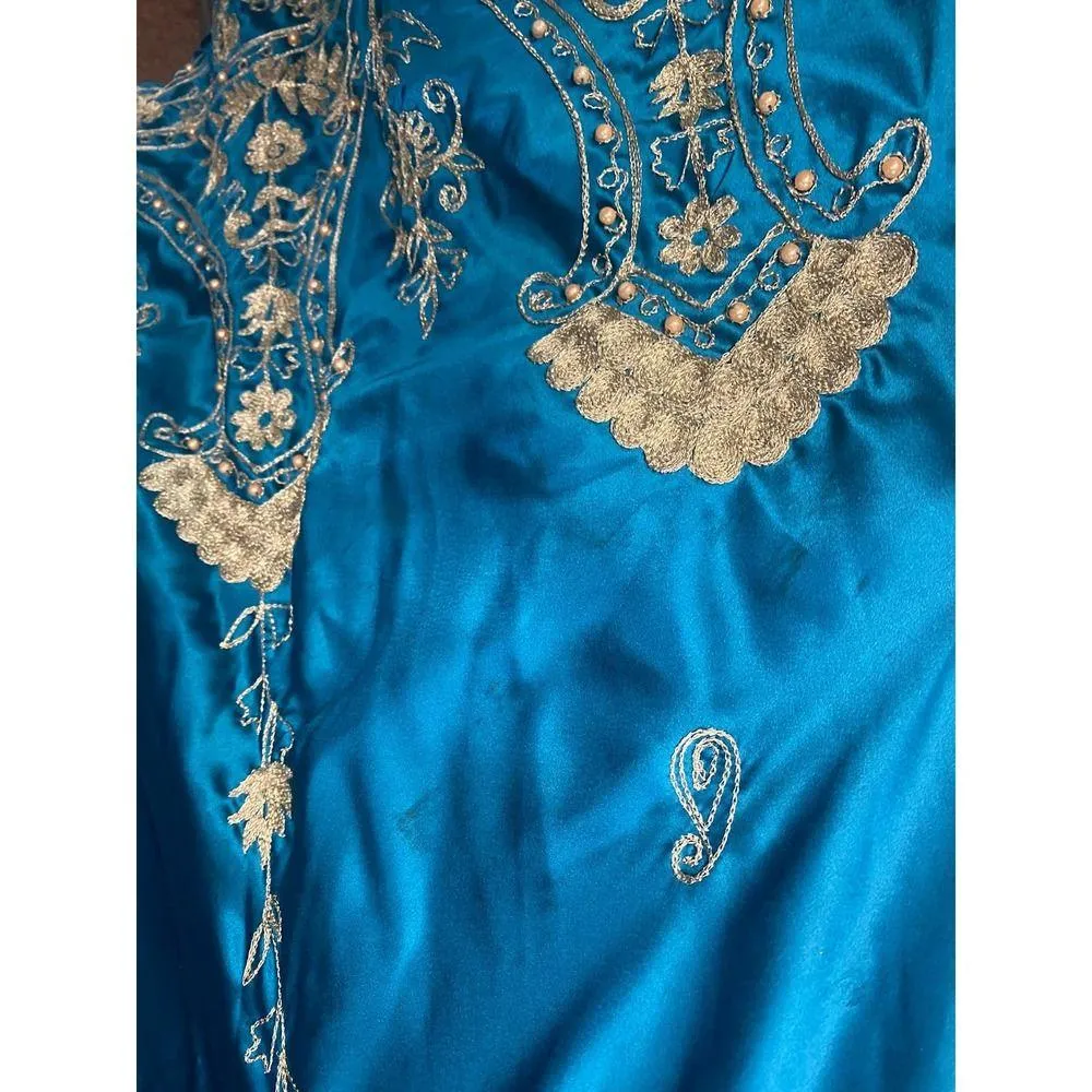 Soft Surroundings peacock teal Indian embroidered vintage medium  (b57) - Image 14