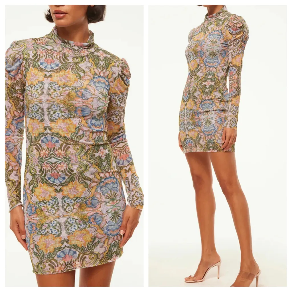 Misa Los Angeles Storms Mesh Mini Dress in Electric Ditsy Mesh Print Small NWT - Image 2