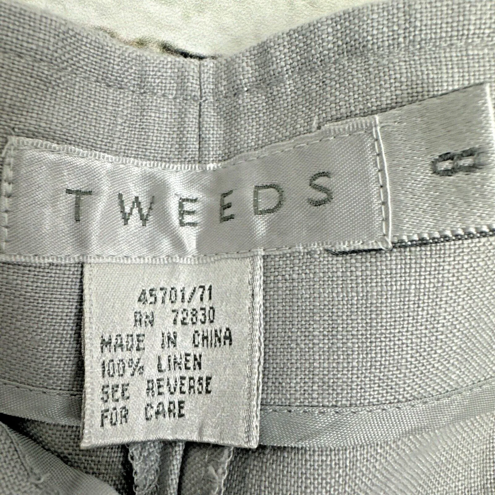 Tweeds Women's Light‎ Gray Linen Pleated High Waist Career Pants [Size 8] - Image 3