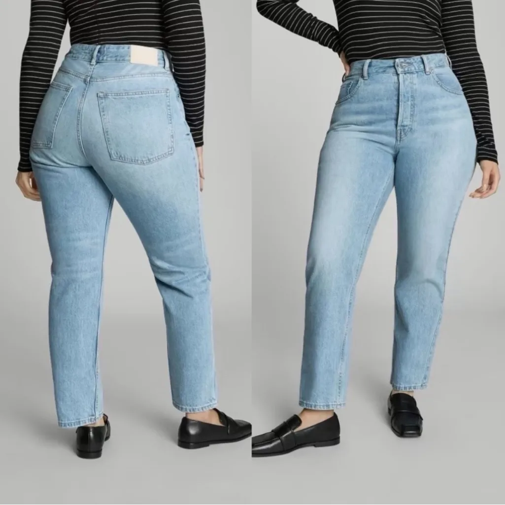 Everlane The Curvy ’90s Cheeky® Jean Sunbleached Blue Wash Size 26 - Image 3
