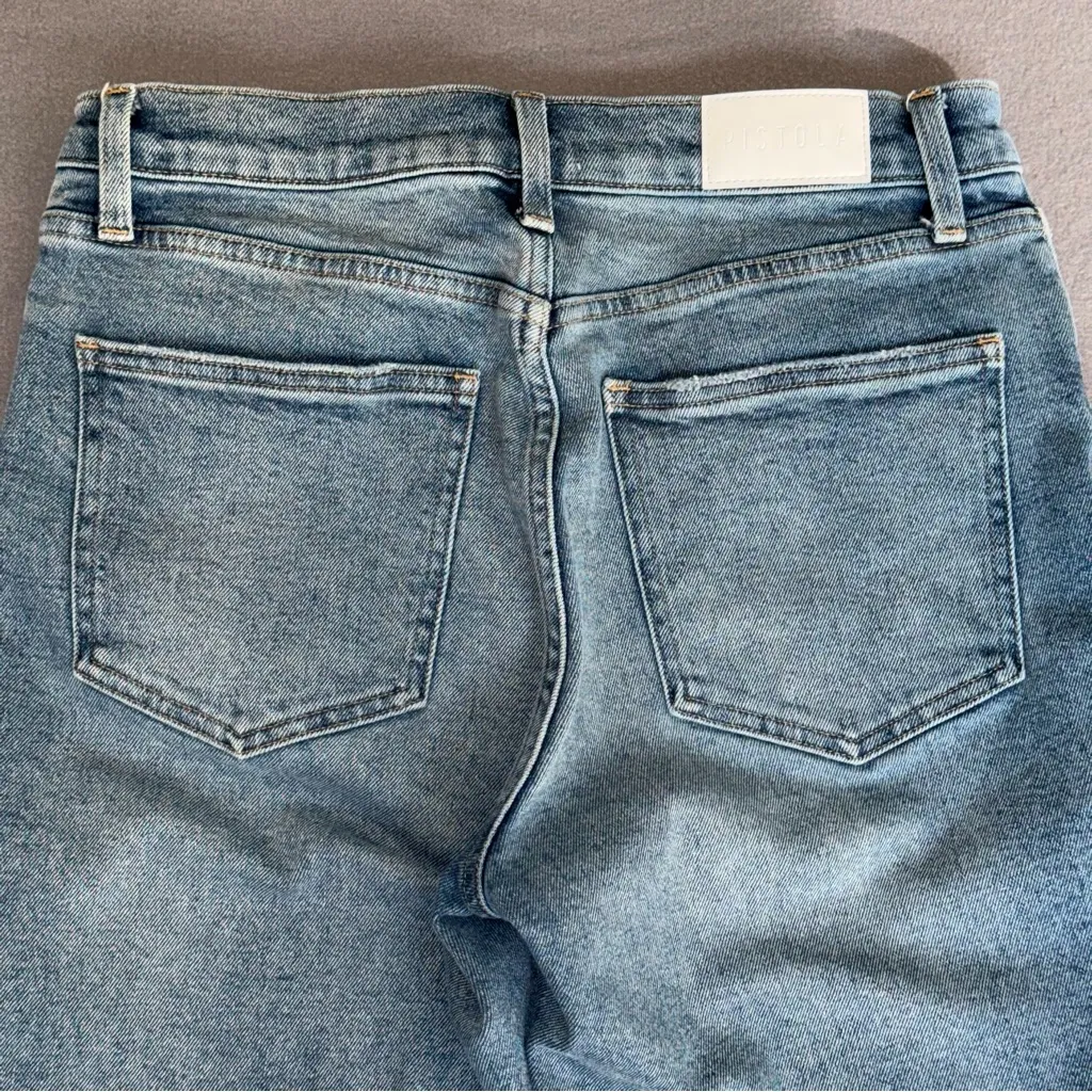 Pistola Button Fly High Rise cropped distressed Jeans Cotton Edgy Baddie 28 - Image 6