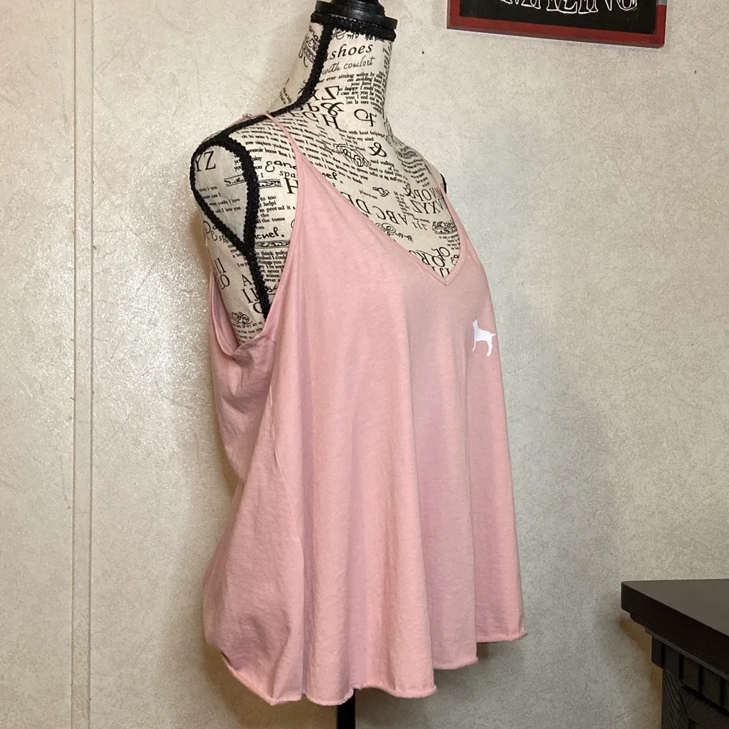 PINK Victoria's Secret Light Pink Camisole Size:L - Image 2
