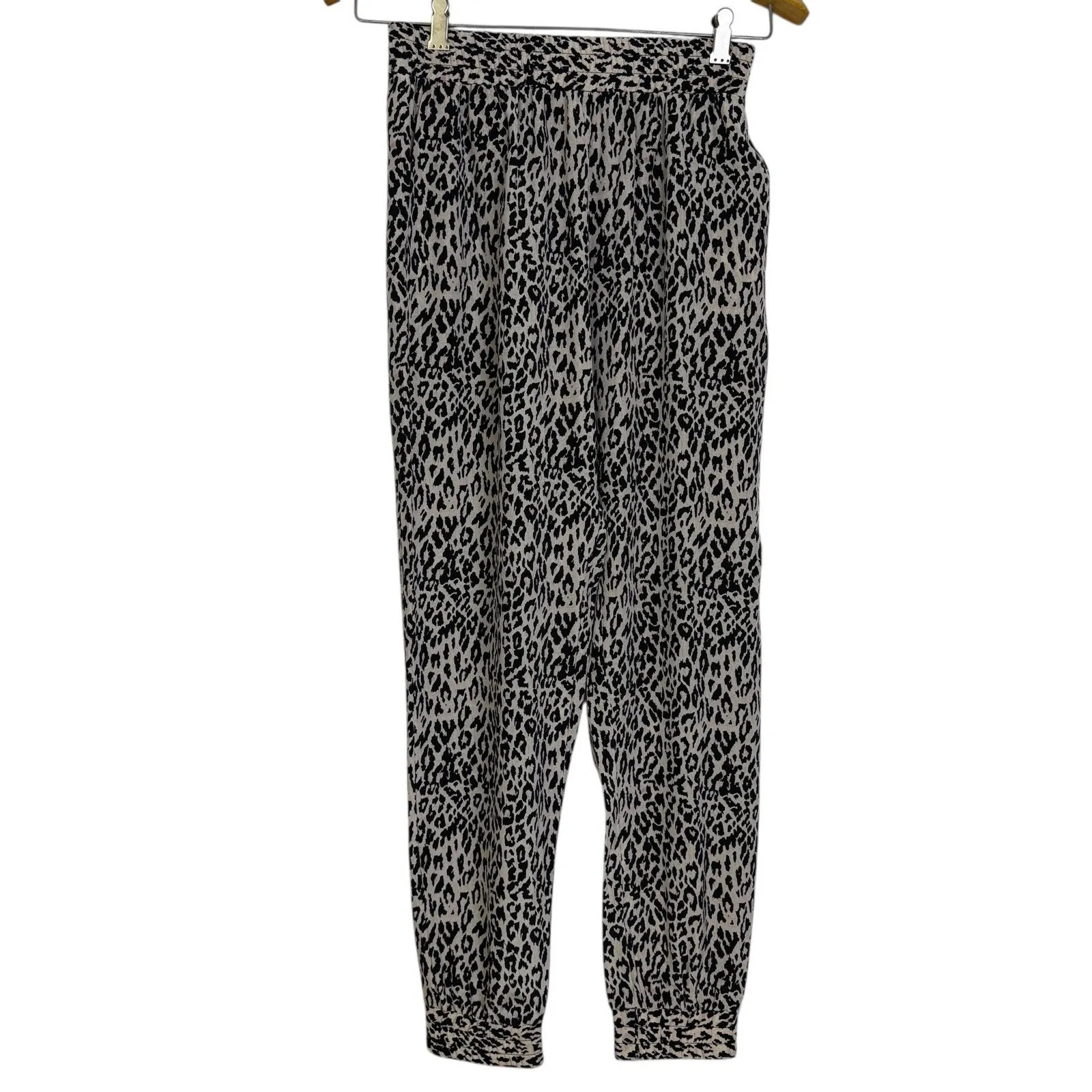 Tucker Womens Silk Pants Petite Leopard Animal Print Elastic Tapered Trousers Black Size undefined - Image 2