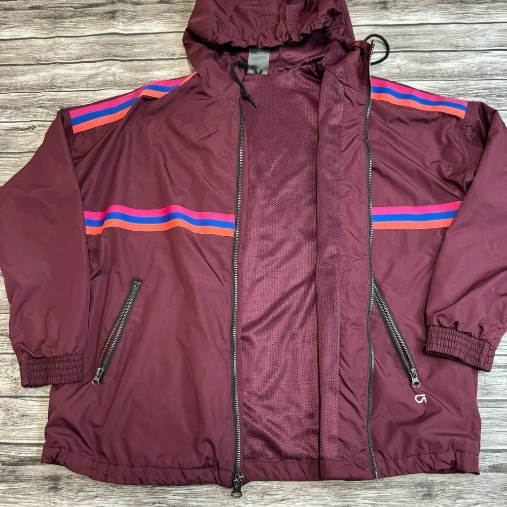 GAP GapFit Women's Hooded Windbreaker Jacket Coat Burgundy S SM Small Athletic - Image 3