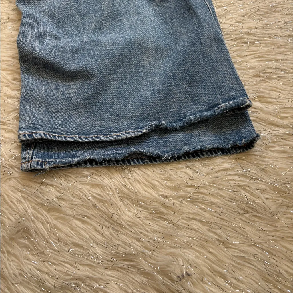 American Eagle Women’s Blue Pride Low Rise Baggy Flare Distressed Jeans Size 14 - Image 7