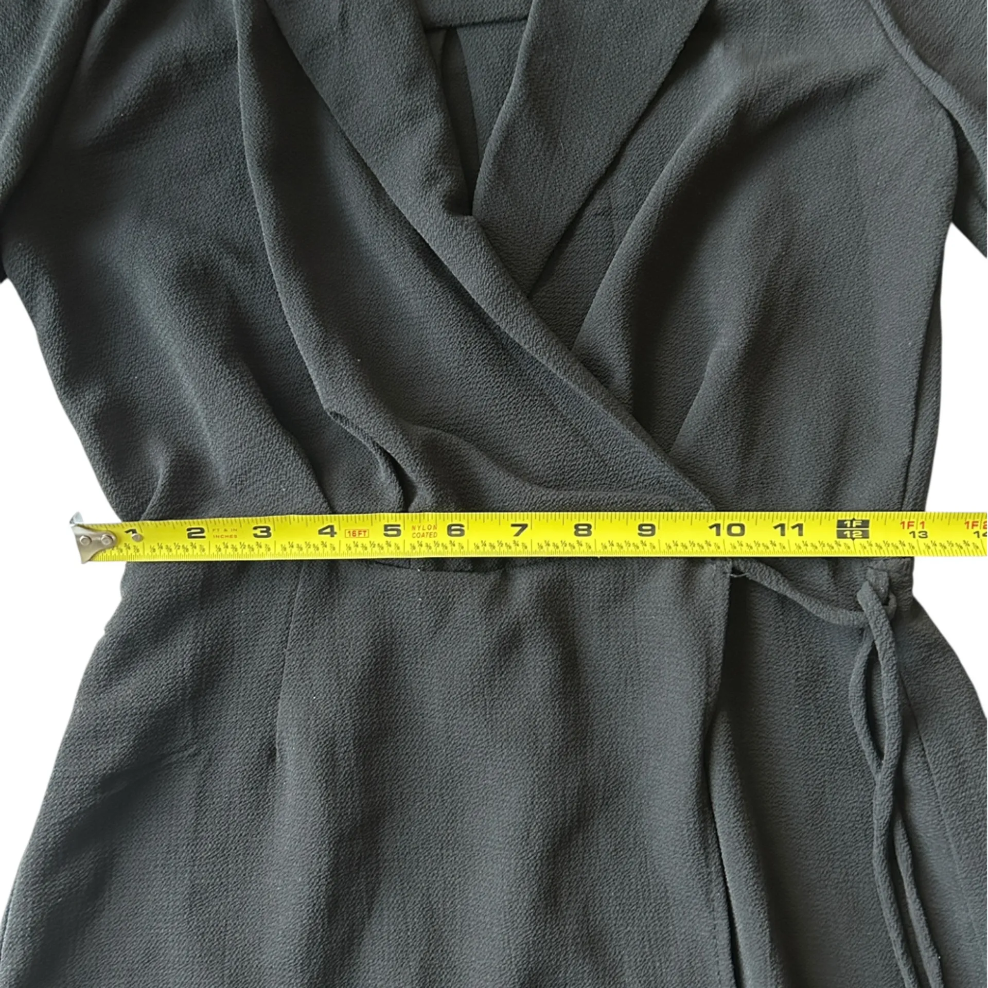 Monteau Los Angeles Black Faux Wrap Dress – V-Neck, Size L | Business Casual - Image 11