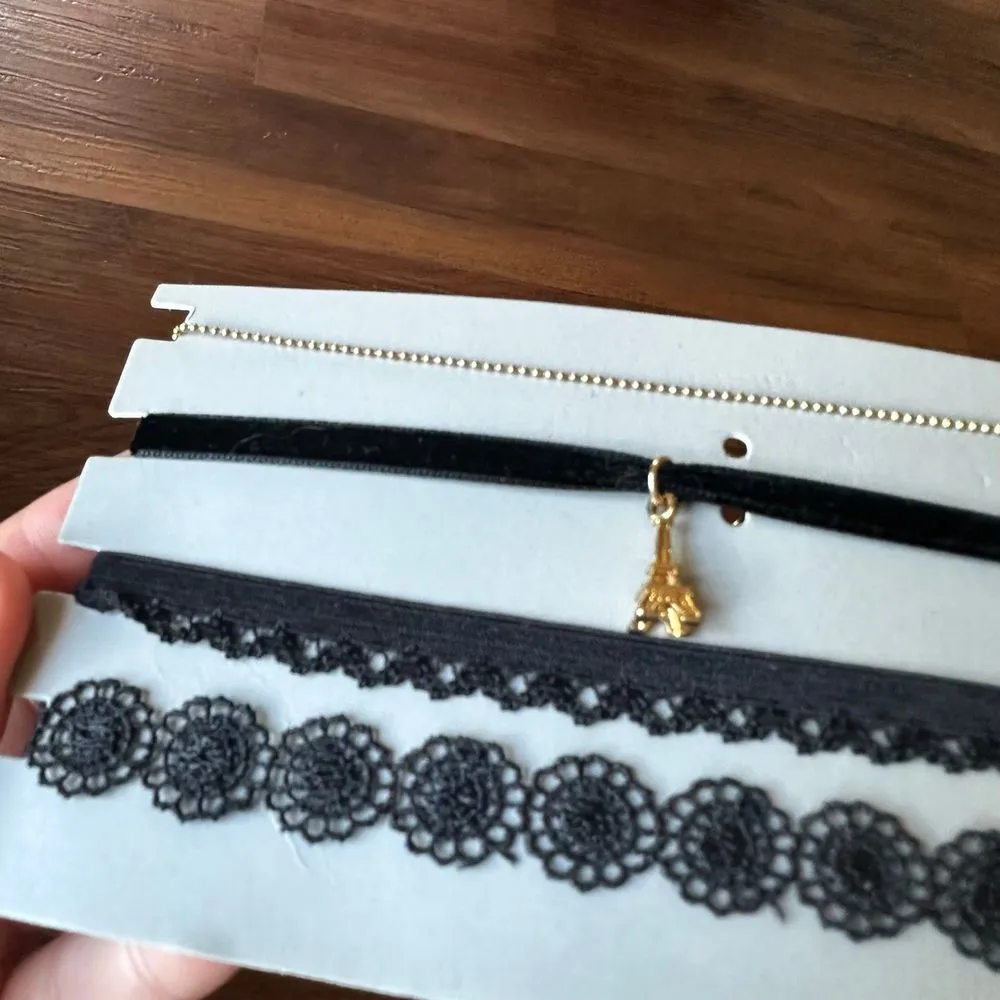 4pcs/set Multi Styles Gothic Black Lace Velvet Choker Necklace for Women Fashion - Image 3