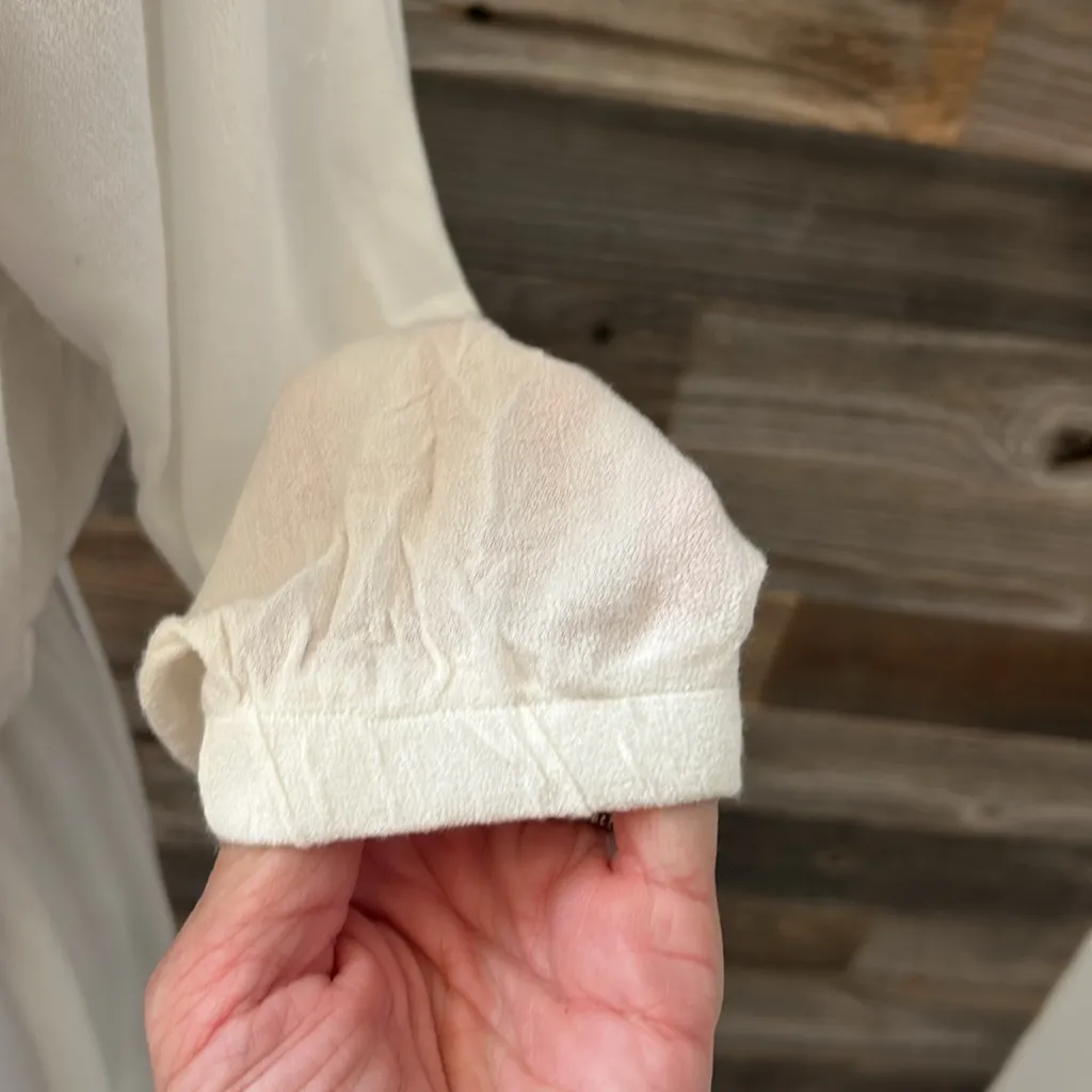 NWOT POL White Boho Peasant Dress/Tunic Elastic Waist Size Small - Image 4