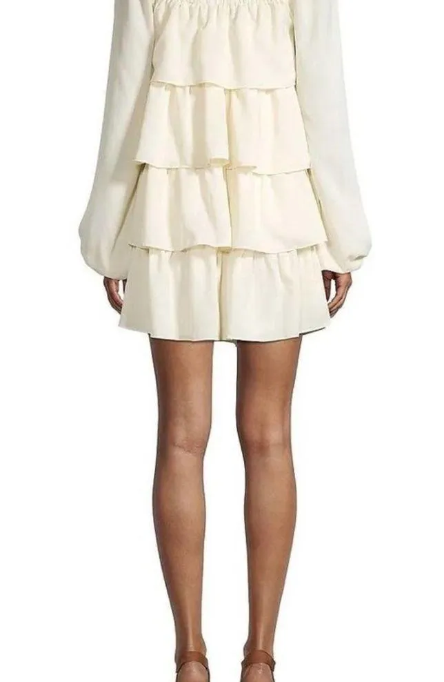 WE WORE WHAT Crinkle Chiffon Tiered Mini Dress NWT Size Large - Image 3