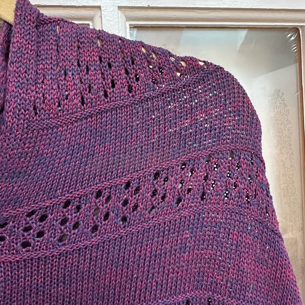 LuLaRoe Purple Mimi Fringe Knit Button Poncho Shall Cardigan Size O/S Fits All - Image 5