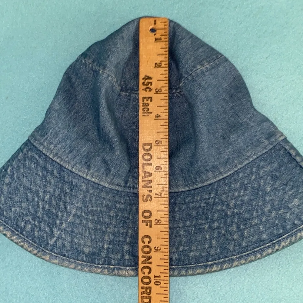 Bucket beach hat denim cotton elastic headband inside size OS Blue - Image 6