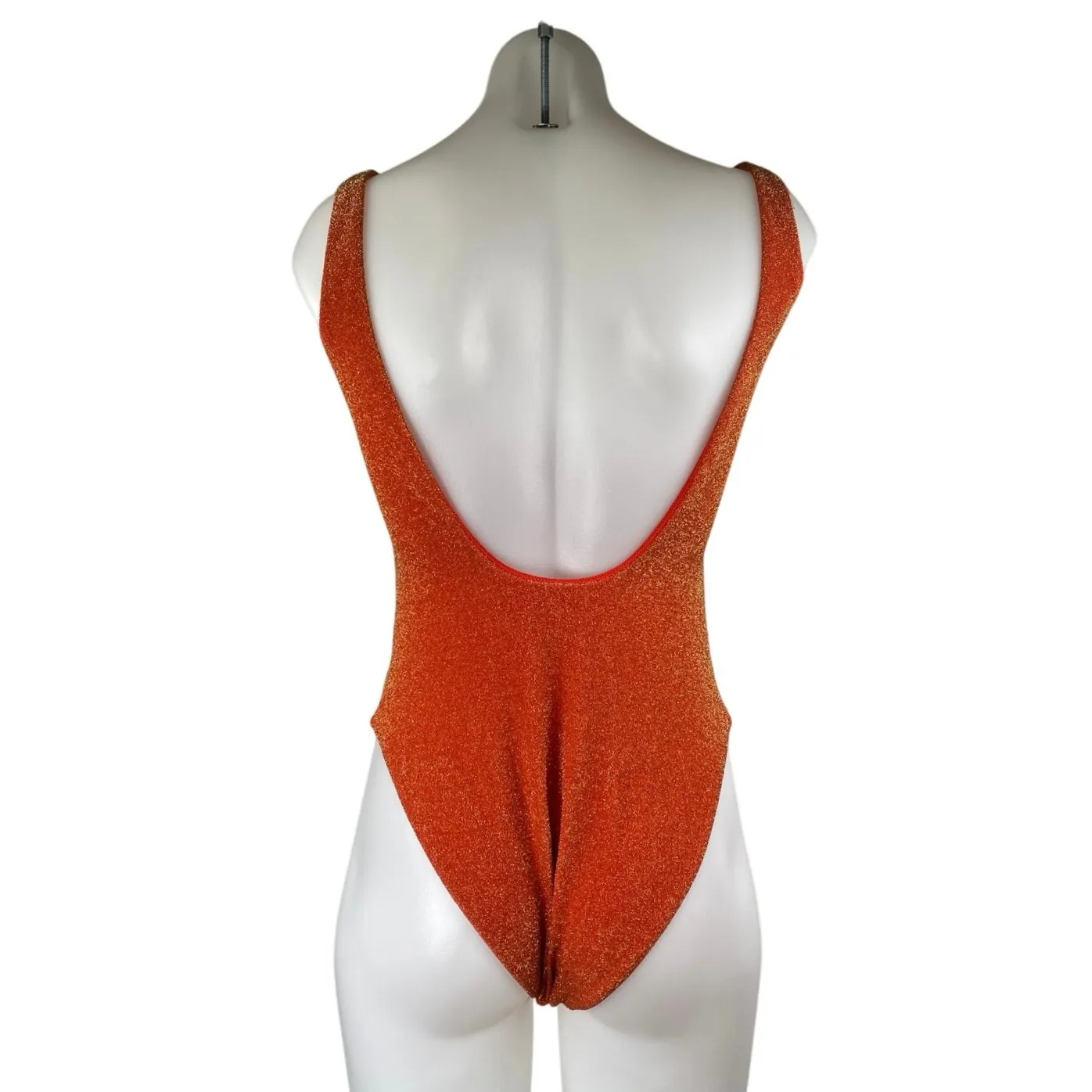 Aerie Sparkle Babewatch Red Metallic Sleeveless Square Neck One Piece Swimsuit M - Image 2