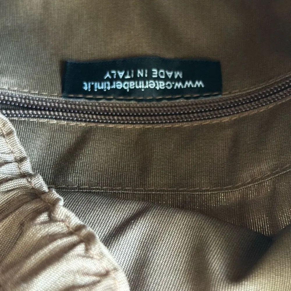 Caterina Bertini Nylon Straw Striped Tote Bag Brown - Image 8