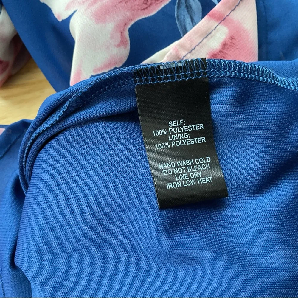 Lulus Joyful Noise Denim Blue Floral Print Mini Dress Size‎ XS - Image 5