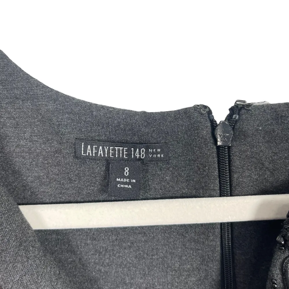 Lafayette 148 New York Grey Sequin Sleeveless Dress Pockets Career Womens 8 - Image 5