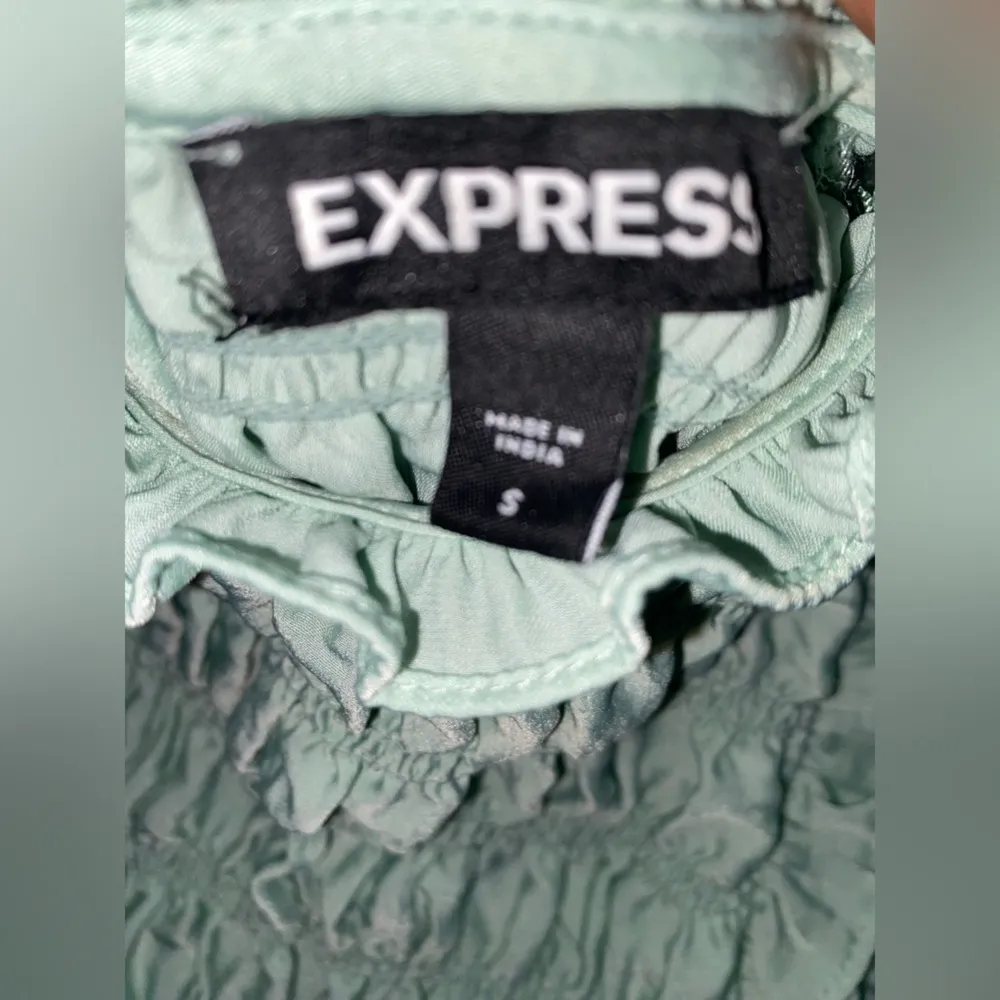 EXPRESS  Cream Ruched Ruffled Blouse - Image 2