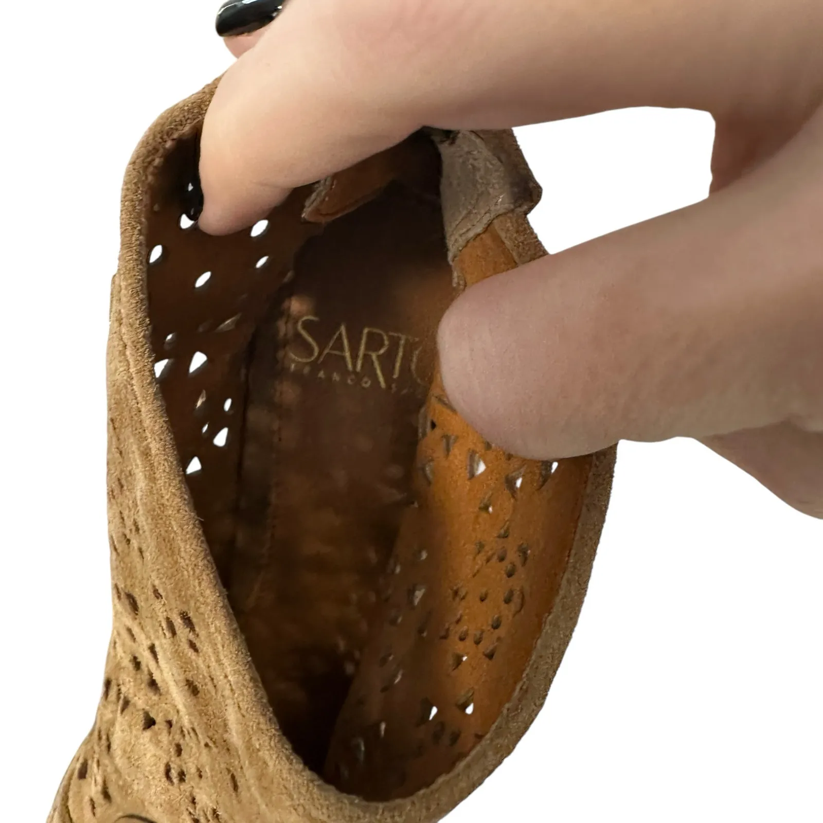 Franco Sarto Brown Leather Suede Cutout ankle booties size 5 boho casual chic - Image 7