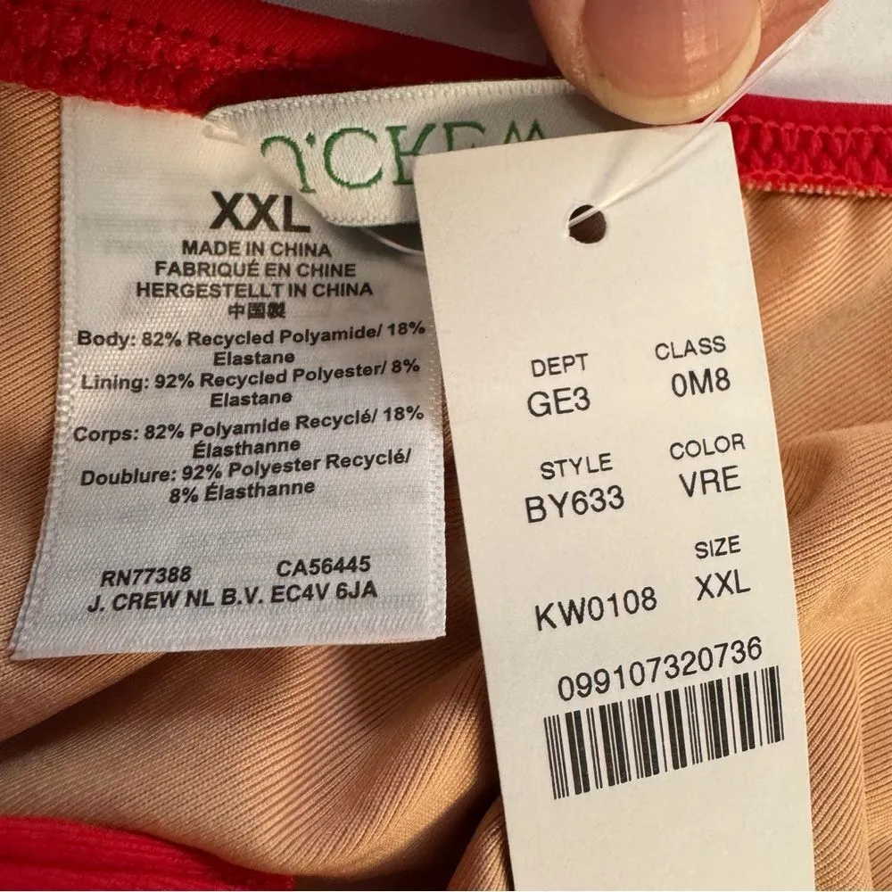 NWT J Crew DD Halter Tie Back Bikini Top Red Size XXL Bold Beach Classic BY633 - Image 4