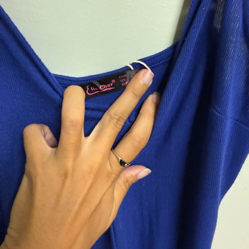 Elegant Blue Spaghetti Strap Maxi Dress Size M - Image 3