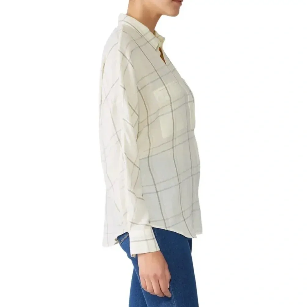 Vince bar‎ plaid popover in off white button down shirt - Image 3