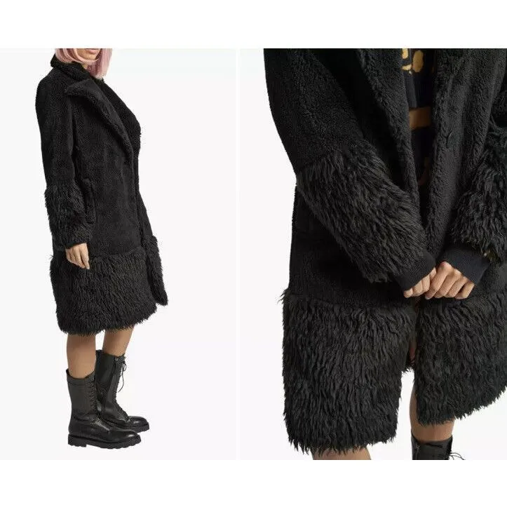 Lita By Ciara The Teddy Faux Shearling Fur Coat Black Size 2XS. H - Image 4