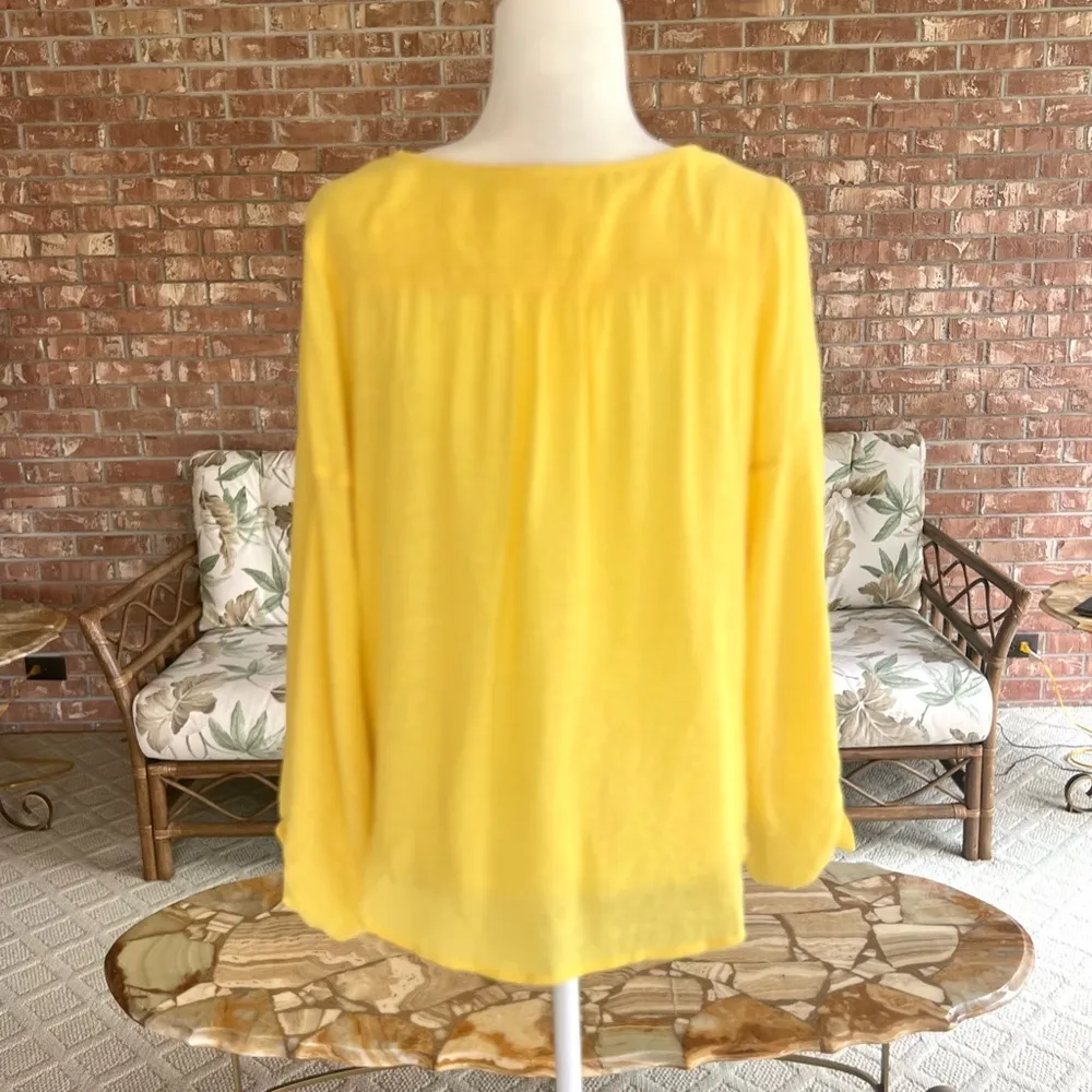 Maeve Anthropologie Verona Top Yellow Tie Sleeve S Boho V-Neck Relaxed Party Mod - Image 10