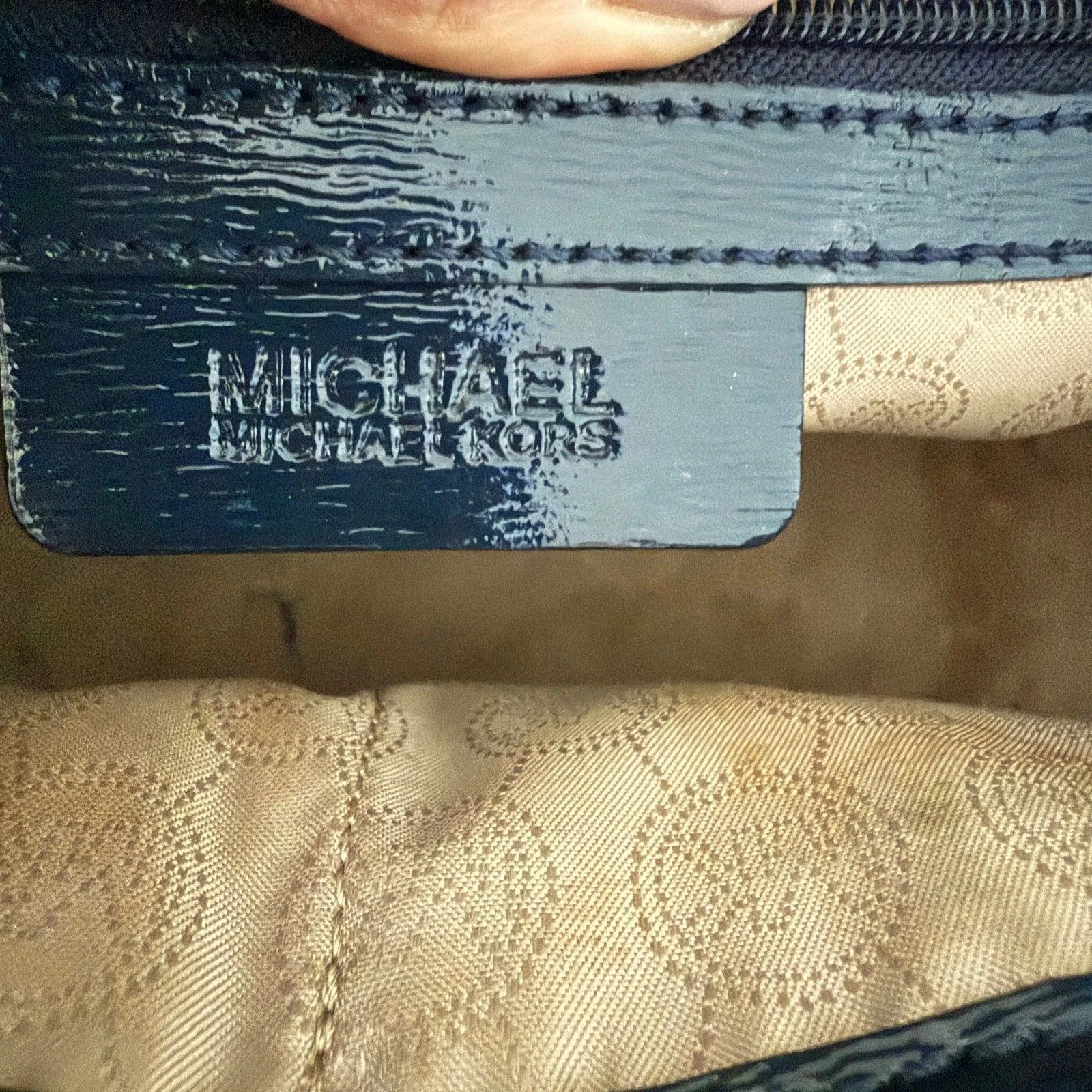 Michael Kors Selma Blue Patent Leather Tote Satchel Bag (stains) - Image 4